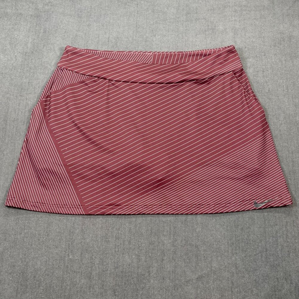 Nike Womens Dri-Fit Burgundy Striped Golf Skorts Inner Shorts Size Large